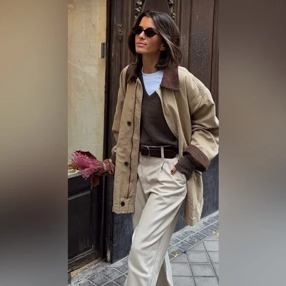 L.L.Bean Red/Brown Corduroy, Sz Large - Vintage Field Barn Jacket, Chore Coat - Picture 11 of 14